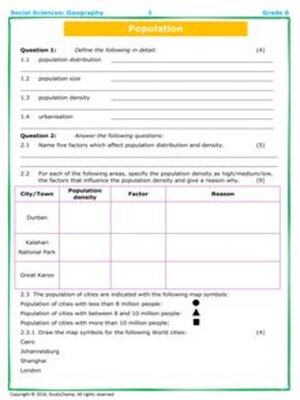 cover image of Grade 6 Geography Test: Population